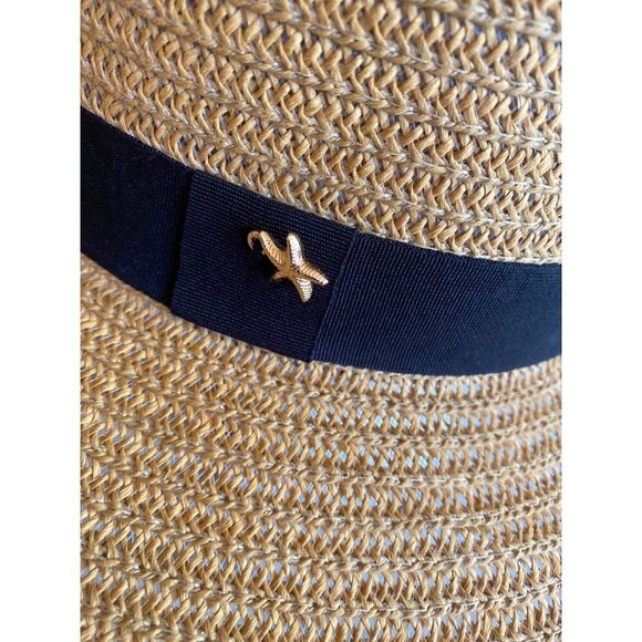 Etoile Coral Straw Sun Hat Black Ribbon Trim One Size - Picture 2 of 9